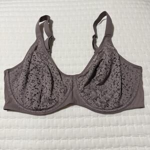Chantelle 38DDD Mauve Gray Norah Comfort Underwire 13F1 Lace Underwire Bra